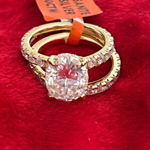 Luxury 7.0 CTW Moissanite Diamond gold wedding bridal Set size 9